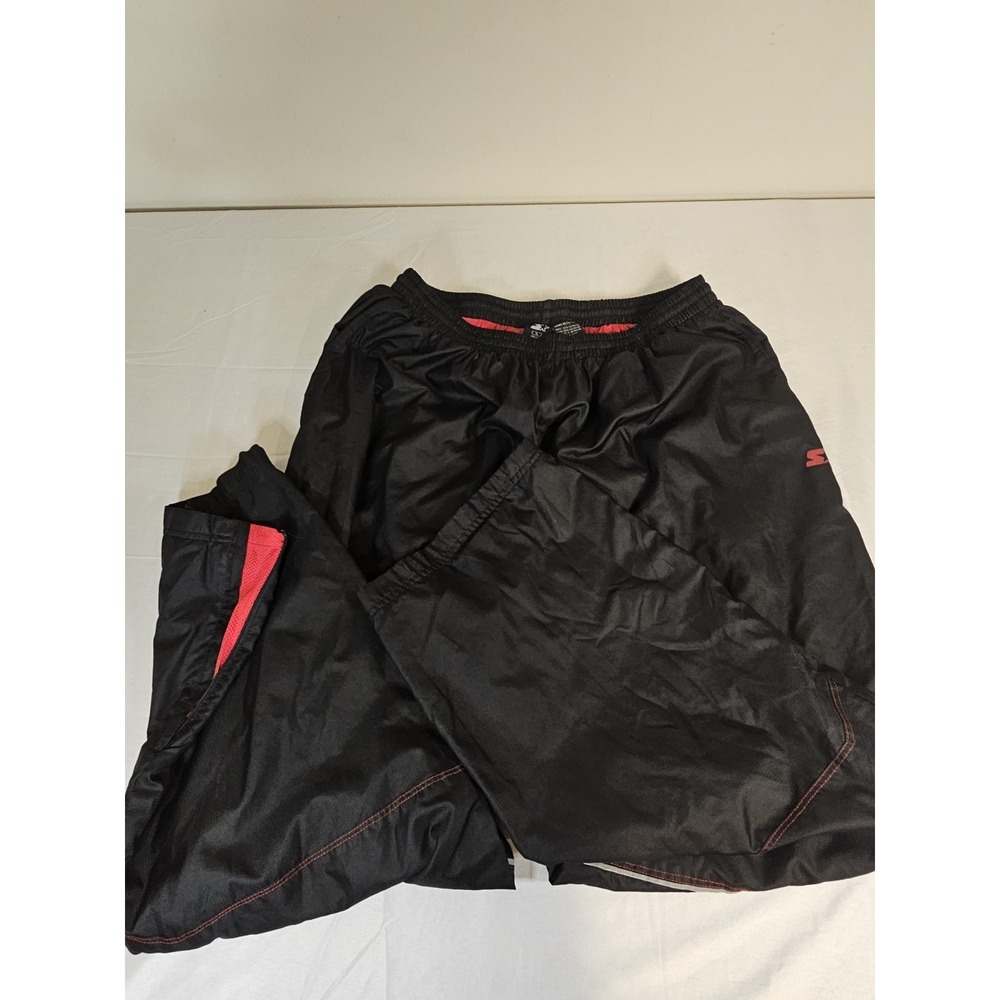 Vintage Starter Track Pants Mens XL Black Mesh Lined Zip Ankle Athletic Stripe